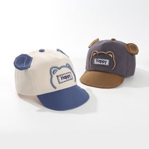 หมวกเบสบอลเด็ก หมวกทรงแบน เหมาะกับฤดูใบไม้ผลิและฤดูใบไม้ร่วง ลายหมีน่ารัก ผ้าเนื้อนุ่ม อ่อนโยนต่อผิว เหมาะสำหรับเด็กอายุ 6-36 เดือน