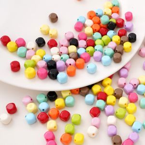 8mm 5-20pcs/bag Acrylic Oblique Cut Square Beads Large Hole Pillar Loose Spacer Beads For DIY Bracelet Necklace Earring Keychain Phone Strap Craft Jewelry Making Accessories