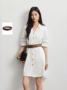 Vero Moda | New Autumn Style Waistband Collar Button Solid Color Dress