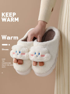 Womens Winter Indoor Home Thick Bottom Anti-slip Cute Plush Slippers Soft Velvet Material Warm Comfortable Home Shoes