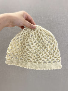 Hand Knitted Hollow out Woolen Cap Womens Spring Autumn Versatile Breathable Overhead Hat Korean Style round Top Cap
