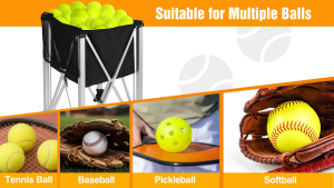 Lightweight Foldable Tennis Ball Basket – Wheeled Cart Holds 170 Balls Portable for On-the Storage
