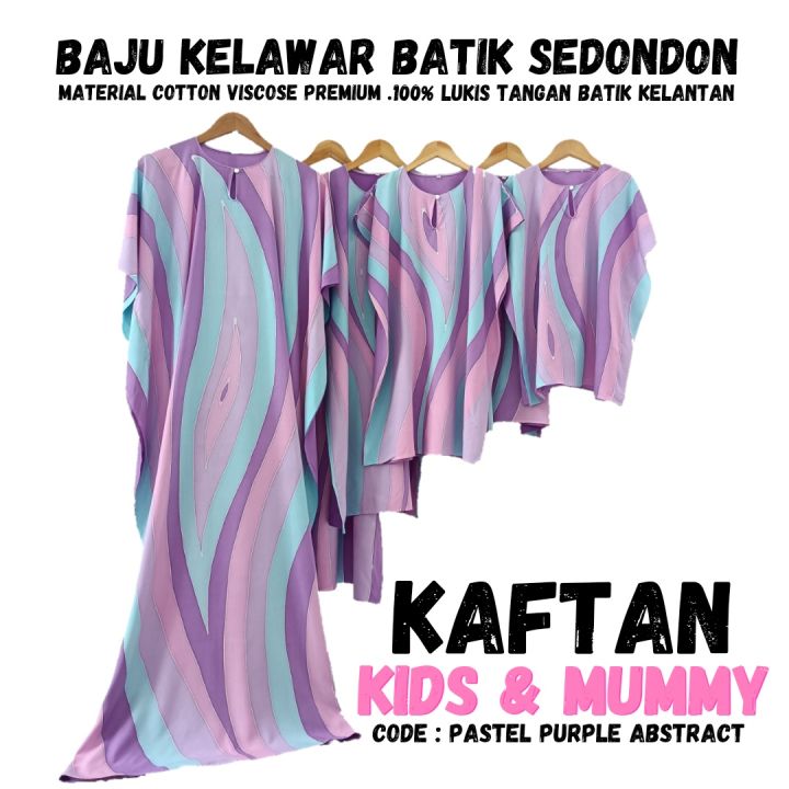Kaftan Batik Sedondon Baju Kelawar Lukis Tangan Ibu dan Anak Budak