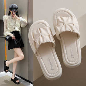 Dép Đế Dày Mùa Hè 2025 Cho Nữ Đi Biển Chống Trượt Phong Cách Tiên Nữ Thoải Mái Thường Ngày Đế Cao Su Màu Trơn MEIHUI SHISHANG