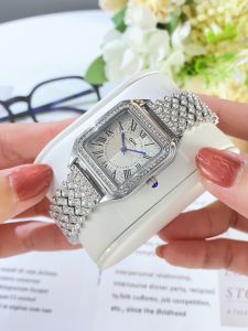 OPK jam tangan wanita terbaru 2024 aesthetic elegan mewah full berlian persegi dial stainless steel jam tangan cewek original import