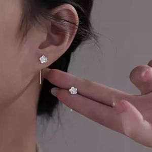 S925 Sterling Silver Sakura Ear Lines Womens Tassel Earrings Short 2024 New Arrival Best Selling Accessible Luxury Niche Design Earrings