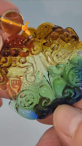 (SG Seller Ready Stocks) Glazed Glass (Liu Li) Colorful Double Pixiu Hanging Ornament 琉璃彩色双貔貅吊挂