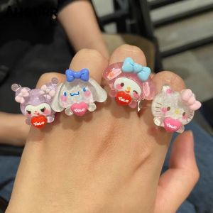 แหวนรัก Sanrio Kulomi น่ารักปรับขนาดเกาหลีใหม่ล่าสุดแหวนแฟชั่นผู้หญิงอุปกรณ์เสริม YOSHYA