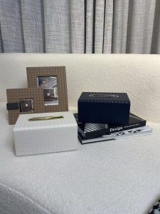 Leather Woven Pattern Tissue Box Home Living Room Dining Table Restaurant Paper Towel Storage Organizer Rectangle Shape Rectangular