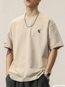 ROMON | Lormen Mens Short Sleeve T-Shirt Pure Cotton Ice Silk Thin Summer New Style Large Size Spring Fashion Casual Round Neck Top