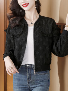 Fashionable High-End Embroidered Short Jacket Baseball Style Womens Autumn Wear Versatile Slimming Top Quality Polyester Fiber