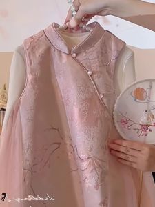 New Chinese Style Girls Cheongsam Dress Autumn Winter New Year Vest Dress Childrens Tang Suit National Style Childrens Clothing