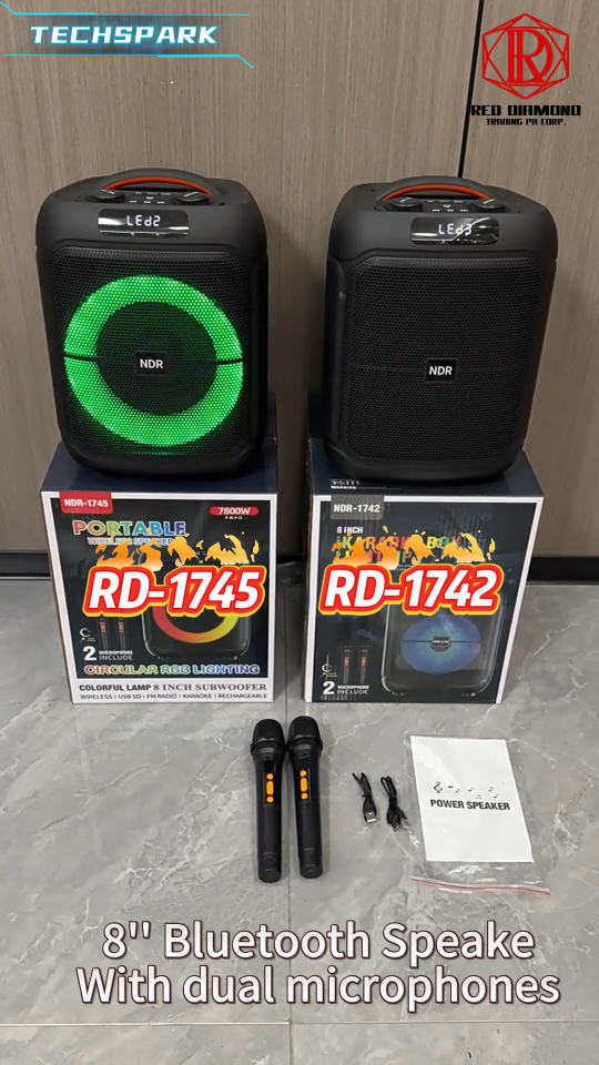 RD-1745 Bluetooth Speaker With RGB Light 40W Powerful Sound Big Size Portable Party Speaker Super Bass Speaker Bluetooth 5.3