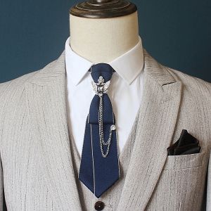 Khăn Quàng Cổ Mới Cho Nam Màu Trắng Quần Áo Công Sở Phụ Kiện Thường Ngày Sân Khấu Đám Cưới Không Cần Buộc Tay Khăn Quàng Cổ