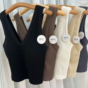 Mialin Wide Strap Vest Top Womens Fixed Cup Bralette Mid-Length V-Neck Latex One-Piece Backless Strapless Summer Camisole