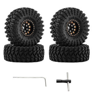 4pcs Brass 1.0 inch Beadlock Wheel & Tire Set for 1/24 Axial SCX24 AX24 FCX24 FMS TRX4M RC Crawler Car Upgrade Parts Accessories