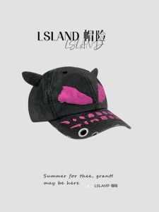Japanese Minority Waste Soil Style Devil Horn Graffiti Baseball Cap Men and Women Ripped Street Punk Trendy Peaked Cap