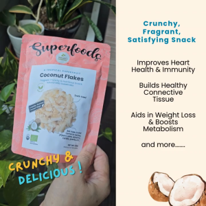 Bundle Deal: Natures Superfoods Organic Coconut Flakes Snack 50g x2 | Roasted l Crunchy Chips