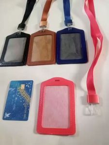 Card Holder Kulit PU Tali Kait Bening