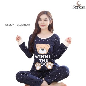 SERESA Women Pyjamas Set Baju Tidur Wanita Soft Cotton Long Sleeve Sleepwear Comfortable Homewear