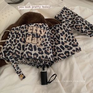 ร่มกันแดดกันฝนลายเสือดาวสุดเก๋ สไตล์หวานๆ ร่มกันฝนแบบสองทาง ร่มสำหรับถ่ายภาพที่สวยงาม ร่มกันฝนแบบสองทาง