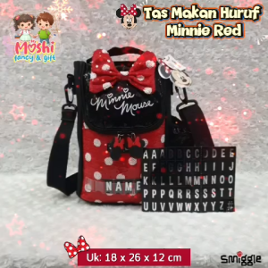 Tas Bekal Minnie Mouse Disney / Lunch Bag Mickey Minnie / Tas Makan Minnie Anak Perempuan Girl Selempang / Tas Bekal Nama Anak
