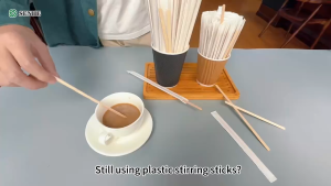10 Packs Wooden Coffee Stirrer 190mm Individually Wrapped Disposable Tea Drink Mixing Sticks