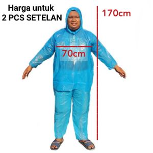 JAs hujan PLastik /Mantel plastik tebal/ jas hujan plastik baju celana/atasan lengan panjang