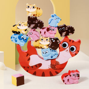 Educational Wooden Balance Animal Blocks Interactive Tabletop Stacking Toys for Children Creativity Intelligence Development