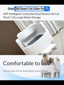 GREENPETS  Automatic Cat Litter Box with Smart APP Control 15L Waste Bin Quiet Odor Control & Safety Sensors for Large Cats