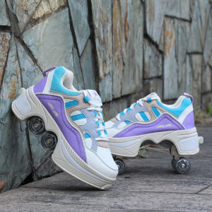 Invisible Automatic Roller Skates Childrens Inline Skates Adult Roller Shoes Four-Wheel Foldable Walking Shoes Skateboarding