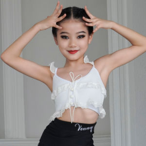 Latin Dance Outfit Practice Suit Set Strapless Top Childrens Dance Training Clothes Standard Dance Vest Gym Fitness Sportswear