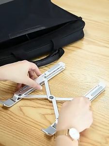 FunTechX Aluminum Alloy Laptop Holder Foldable Stand Adjustable Portable Notebook Computer Bracket Lifting Cooling Holder