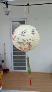 TYHL0742 Lampion Imlek Kertas 30cm Motif Sakura Merah Dekorasi Chinese New Year