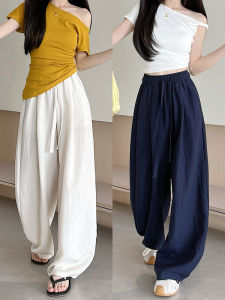 High Waist Loose Wide Leg Pants Women Summer Thin Cotton Linen Trousers Casual Walking Pants Comfortable Breathable Loose Fit