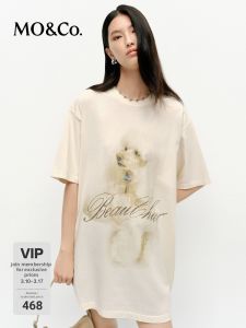 MO&Co. | Casual Pet Print Loose Fit Mid-Length T-shirt 100% Cotton