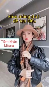 Khăn choàng nữ trắng họa tiết dài 180x90 cm khăn lụa satin làm choàng bikini quàng cổ choàng vai thời trang Milana