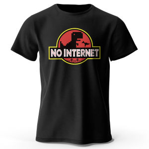 Cartoon Dinosaur tee shirt Printed No internet T shirt men dino tshirt funny Harajuku Tops Jurassic offline park Mens t-shirt