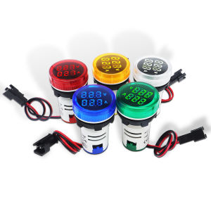 Round 22mm Mini LED Dual Voltage Ampere Meter AC50~500V 0~100A Voltmeter Ammeter