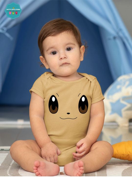 Baby Character Onesies with FREE Name Back Print Pokemon- Eevee