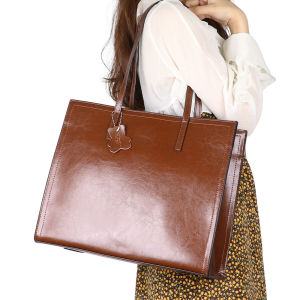 Royal Bagger Retro Genuine Leather Tote Bags Large Capacity Top Handle Bag Luxury Shoulder Purse for Women 1669