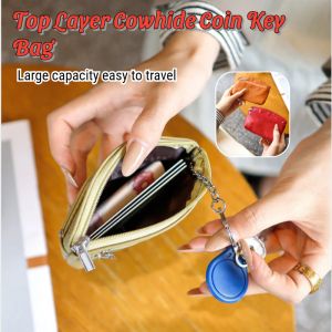 Cowhide Coin Key Bag Portable Ultra-Thin Pocket Soft Leather Key Storage Bag Womens Coin Purse牛皮女士零钱包