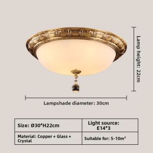 AODENG | Vintage Style Smart Voice Control Full Copper Ceiling Light