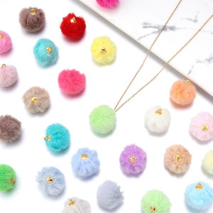 20pcs Plush Fur Covered Ball Beads Charms DIY Pompom Beads Pendant for Necklace Earring Bracelet Jewelry Making Supplies Finding