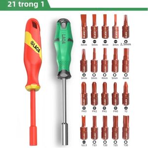 Bộ Mũi Vặn Vít Lục Giác Cách Điện LAOA 1/4 Inch Đầu Vặn Đa Năng Có Thể Thay Thế Tay Cầm Chống Trượt