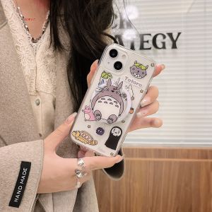 Cute Cartoon Squirrel Magnetic Absorption Silicone Phone Case Stand Protective Shell for Apple 14Pro 15Pro Max 16Pro 13 Female Version