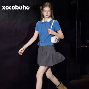 xocoboho | Versatile Blue T-shirt and Skirt Set for Casual and Work