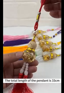 Feng Shui Green Gourd Hanging Charm with Gold Flakes | Lucky WuLou Tassel for Wealth Health & Protection | Home & Decor