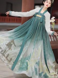 Original Hanfu Womens Adult Tang Dynasty Chest-Length Tunic Skirt Ethnic Style Small Size Modified Han Elements Daily Wear