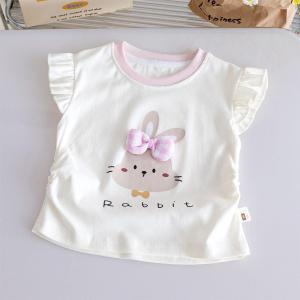 Girls Cartoon Short Sleeve T-shirt Thin Style Childrens Summer Fashionable Top Pdd Compatible Polyester Fiber Antibacterial